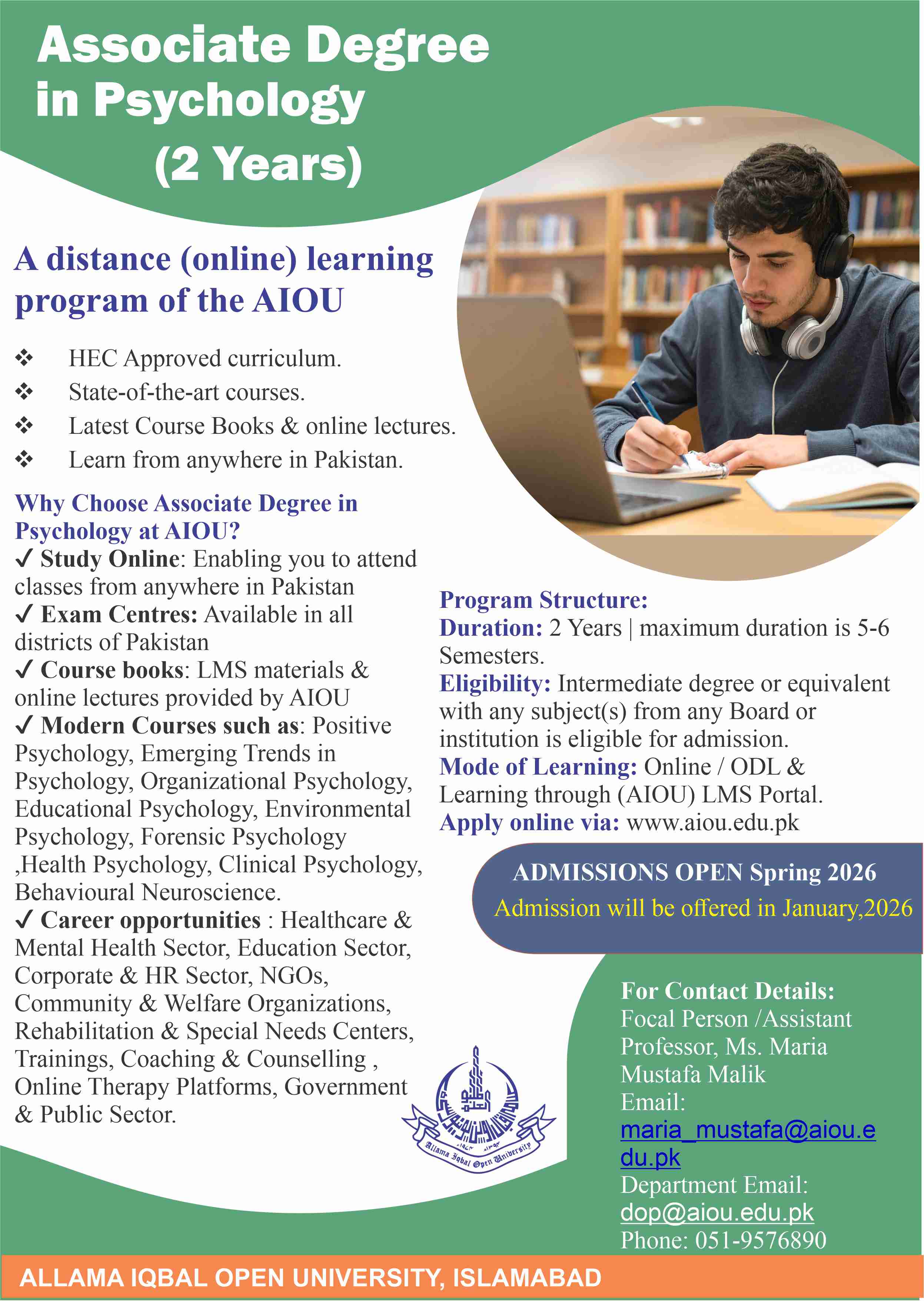 Associate Degree Psychology (2 Years)